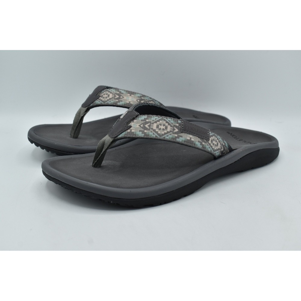 Pendleton Mens Size 11 Gray Blue Southwestern Flip Flop Sandals Thongs Shoes